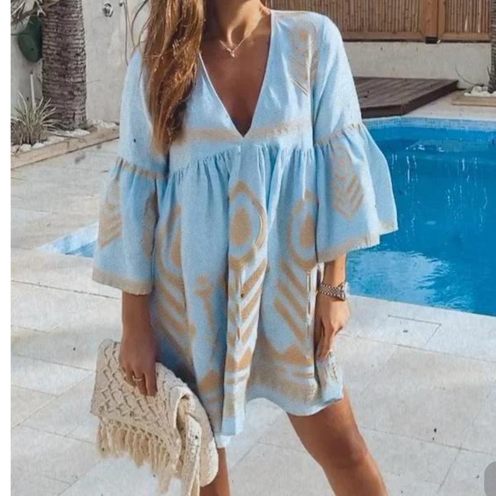 ✨NEW ✨ Lake Blue Mini Dress! So flattering! Large